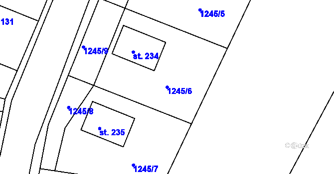 Parcela st. 1245/6 v KÚ Choťovice, Katastrální mapa