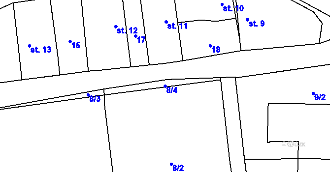 Parcela st. 8/4 v KÚ Choťovice, Katastrální mapa