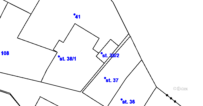 Parcela st. 38/2 v KÚ Choťovice, Katastrální mapa