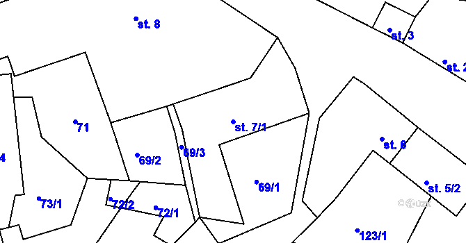 Parcela st. 7/1 v KÚ Žehuň, Katastrální mapa