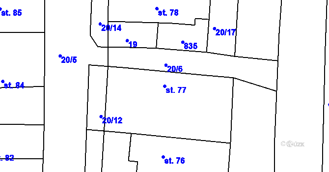 Parcela st. 77 v KÚ Žehuň, Katastrální mapa