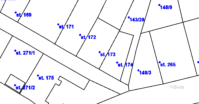 Parcela st. 173 v KÚ Žehuň, Katastrální mapa