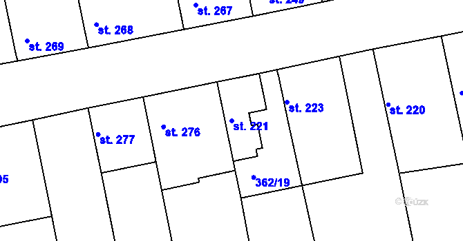 Parcela st. 221 v KÚ Žehuň, Katastrální mapa