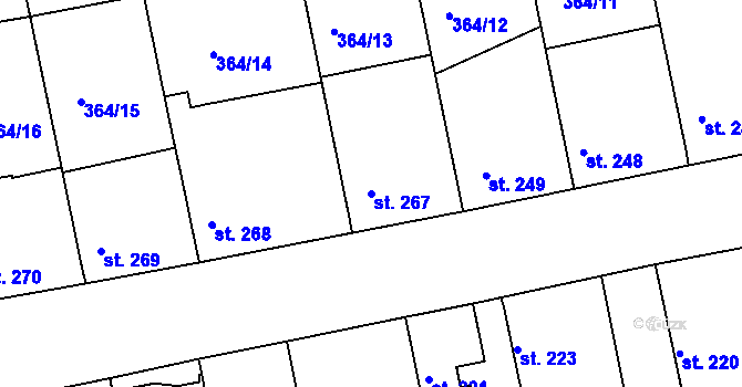 Parcela st. 267 v KÚ Žehuň, Katastrální mapa