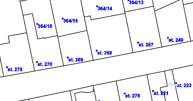 Parcela st. 268 v KÚ Žehuň, Katastrální mapa
