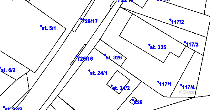 Parcela st. 326 v KÚ Žehuň, Katastrální mapa