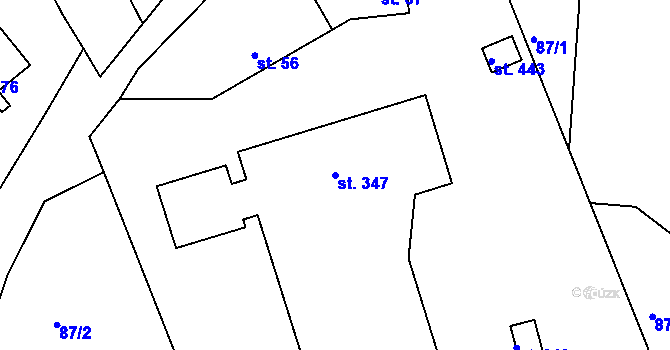 Parcela st. 347 v KÚ Žehuň, Katastrální mapa