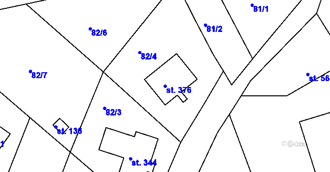 Parcela st. 376 v KÚ Žehuň, Katastrální mapa