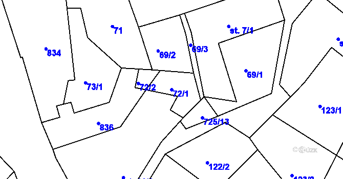 Parcela st. 72/1 v KÚ Žehuň, Katastrální mapa