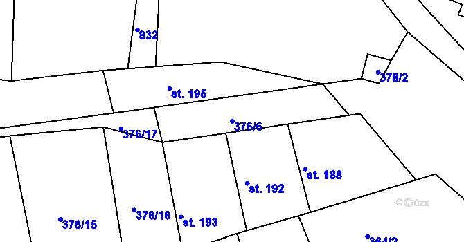 Parcela st. 376/6 v KÚ Žehuň, Katastrální mapa
