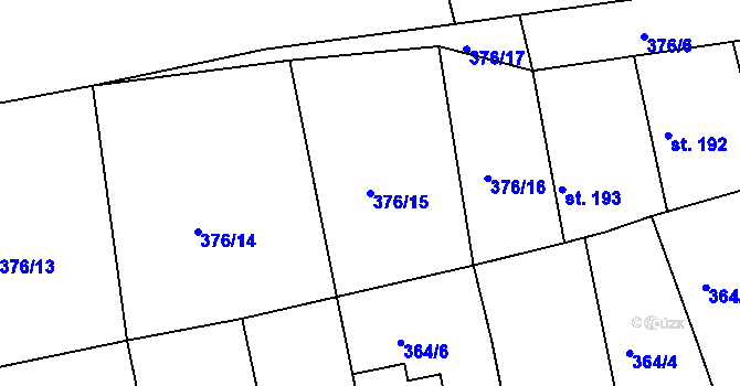 Parcela st. 376/15 v KÚ Žehuň, Katastrální mapa