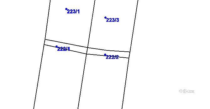 Parcela st. 222/2 v KÚ Žehuň, Katastrální mapa