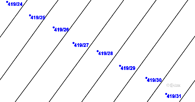 Parcela st. 419/28 v KÚ Žehuň, Katastrální mapa
