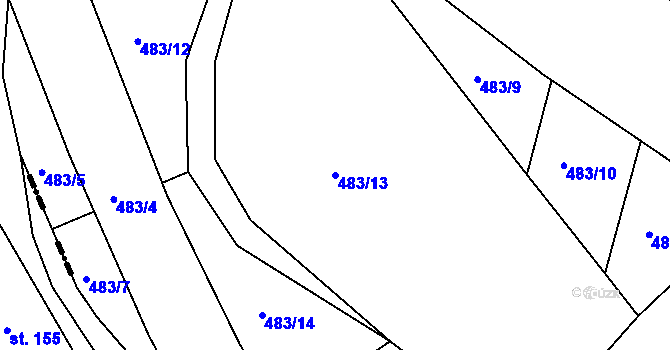 Parcela st. 483/13 v KÚ Žehuň, Katastrální mapa