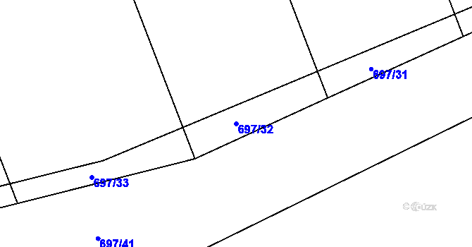 Parcela st. 697/32 v KÚ Žehuň, Katastrální mapa