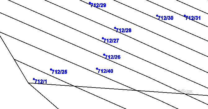 Parcela st. 712/26 v KÚ Žehuň, Katastrální mapa