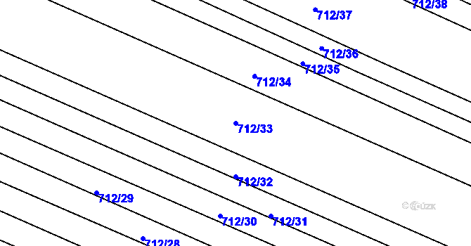 Parcela st. 712/33 v KÚ Žehuň, Katastrální mapa
