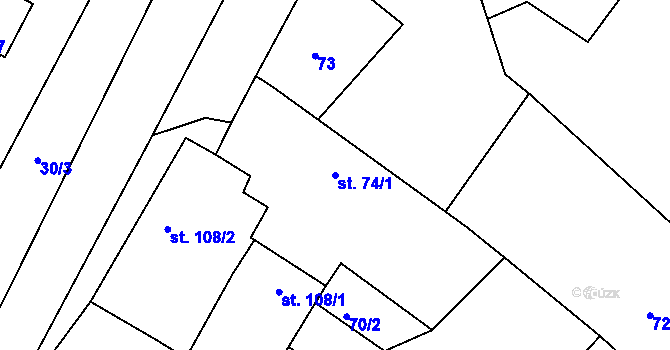 Parcela st. 74/1 v KÚ Horka u Žehušic, Katastrální mapa