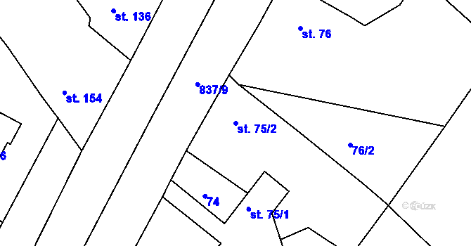 Parcela st. 75/2 v KÚ Horka u Žehušic, Katastrální mapa