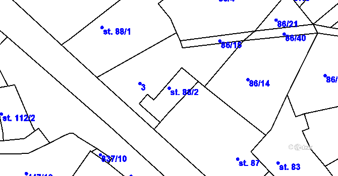 Parcela st. 88/2 v KÚ Horka u Žehušic, Katastrální mapa