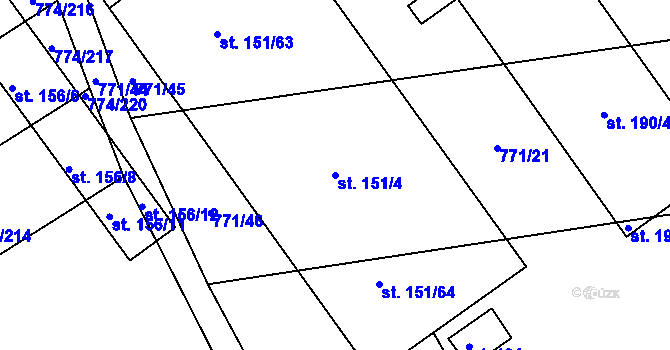 Parcela st. 151/4 v KÚ Horka u Žehušic, Katastrální mapa