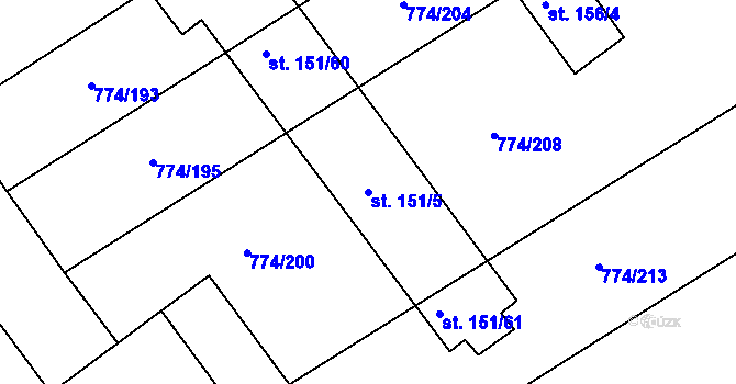 Parcela st. 151/5 v KÚ Horka u Žehušic, Katastrální mapa