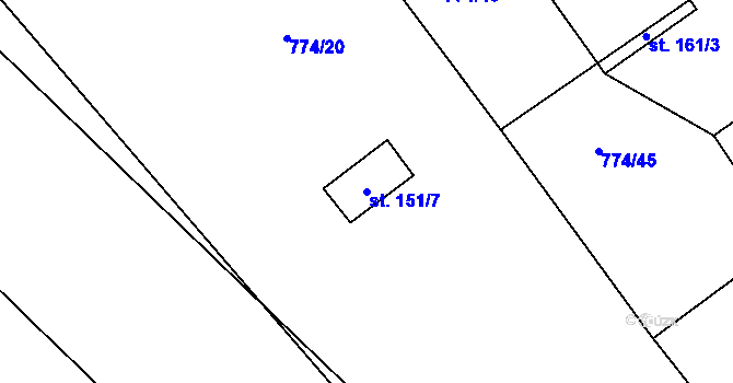 Parcela st. 151/7 v KÚ Horka u Žehušic, Katastrální mapa