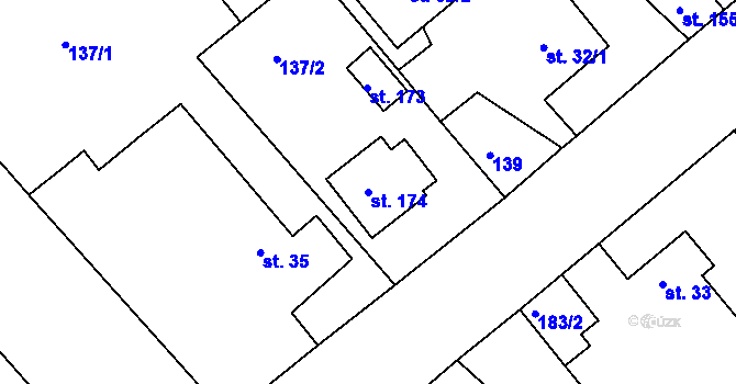 Parcela st. 174 v KÚ Horka u Žehušic, Katastrální mapa