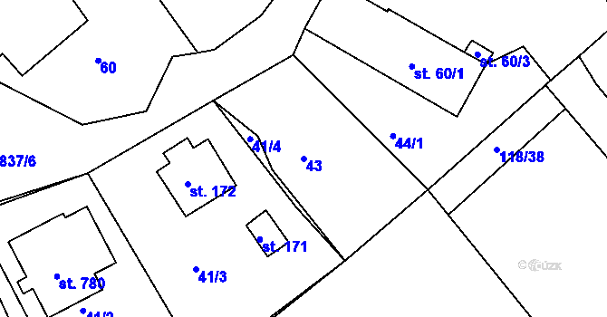 Parcela st. 43 v KÚ Horka u Žehušic, Katastrální mapa