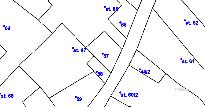 Parcela st. 57 v KÚ Horka u Žehušic, Katastrální mapa