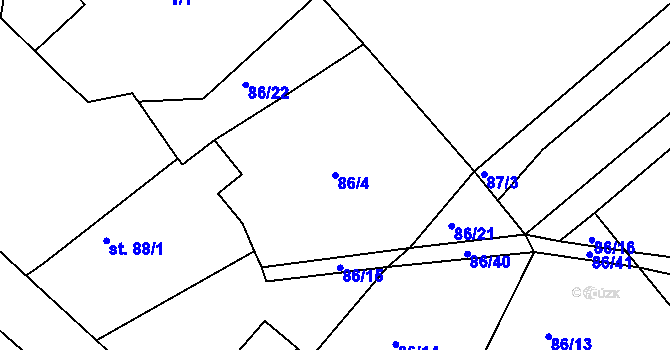Parcela st. 86/4 v KÚ Horka u Žehušic, Katastrální mapa