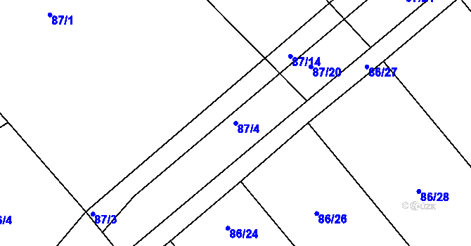 Parcela st. 87/4 v KÚ Horka u Žehušic, Katastrální mapa
