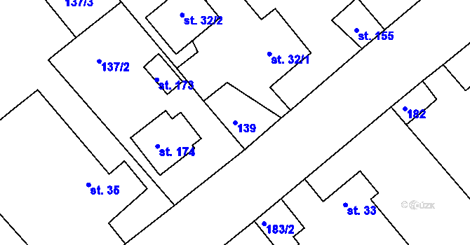 Parcela st. 139 v KÚ Horka u Žehušic, Katastrální mapa