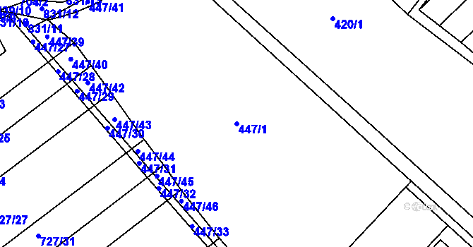 Parcela st. 447/1 v KÚ Horka u Žehušic, Katastrální mapa