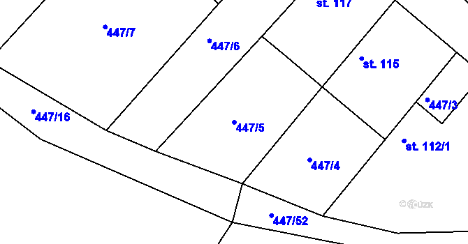 Parcela st. 447/5 v KÚ Horka u Žehušic, Katastrální mapa