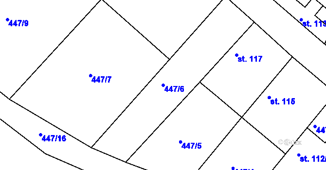Parcela st. 447/6 v KÚ Horka u Žehušic, Katastrální mapa