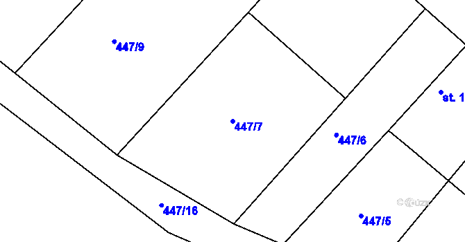 Parcela st. 447/7 v KÚ Horka u Žehušic, Katastrální mapa