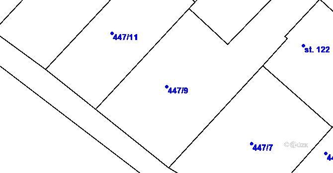 Parcela st. 447/9 v KÚ Horka u Žehušic, Katastrální mapa