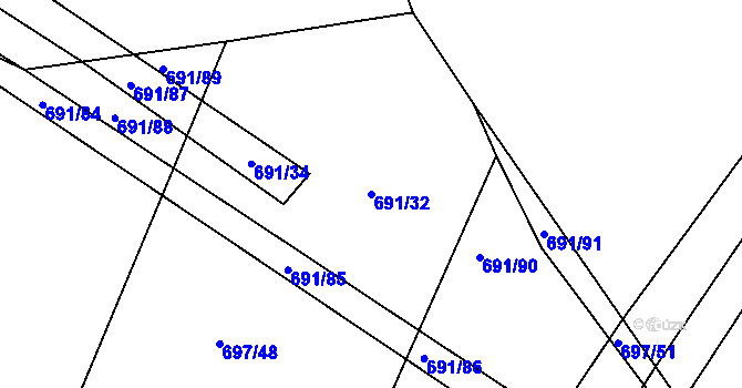 Parcela st. 691/32 v KÚ Horka u Žehušic, Katastrální mapa