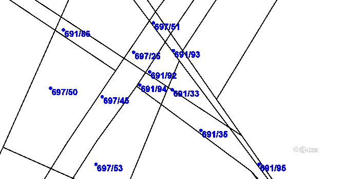 Parcela st. 691/33 v KÚ Horka u Žehušic, Katastrální mapa