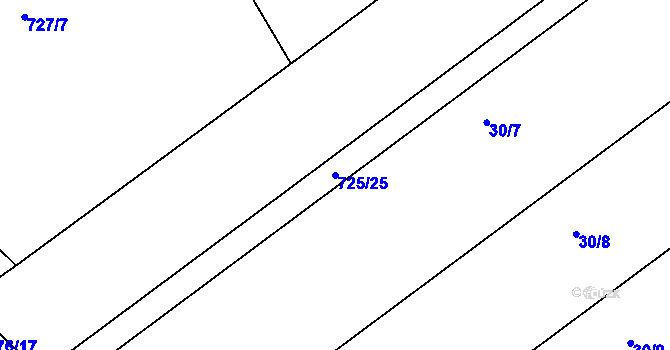 Parcela st. 725/25 v KÚ Horka u Žehušic, Katastrální mapa