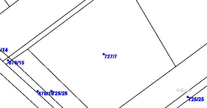 Parcela st. 727/7 v KÚ Horka u Žehušic, Katastrální mapa