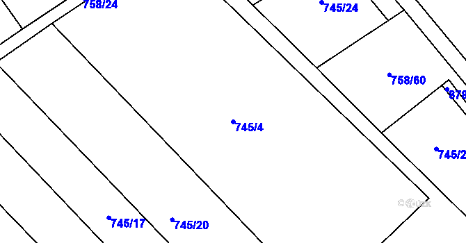 Parcela st. 745/4 v KÚ Horka u Žehušic, Katastrální mapa