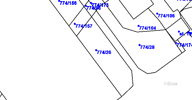 Parcela st. 774/26 v KÚ Horka u Žehušic, Katastrální mapa