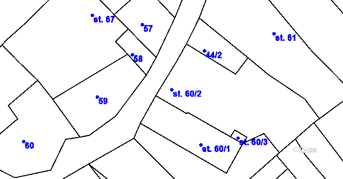 Parcela st. 60/2 v KÚ Horka u Žehušic, Katastrální mapa