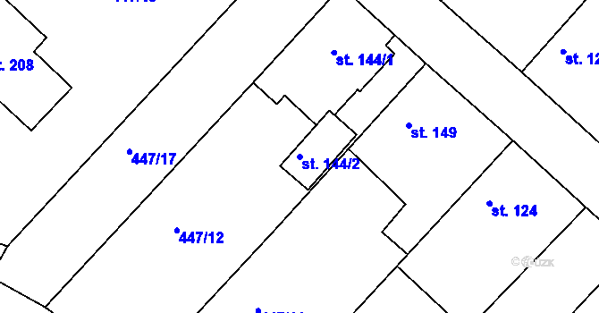 Parcela st. 144/2 v KÚ Horka u Žehušic, Katastrální mapa