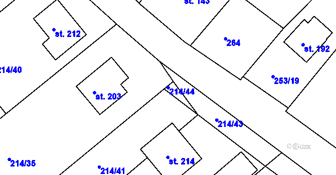 Parcela st. 214/44 v KÚ Horka u Žehušic, Katastrální mapa