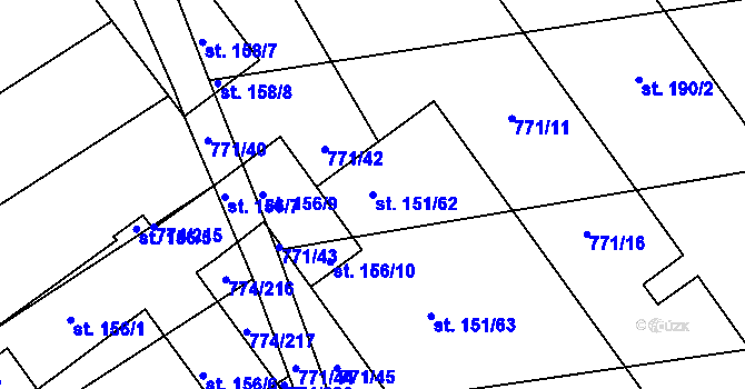 Parcela st. 151/62 v KÚ Horka u Žehušic, Katastrální mapa