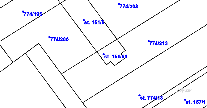 Parcela st. 151/61 v KÚ Horka u Žehušic, Katastrální mapa