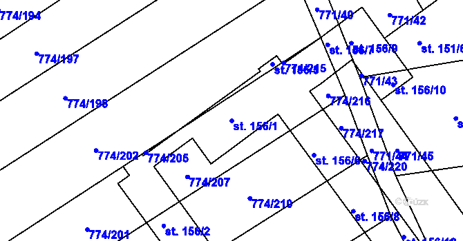 Parcela st. 156/1 v KÚ Horka u Žehušic, Katastrální mapa